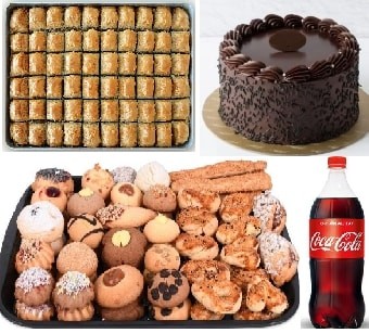 Klasik Pasta 1 Kg Cevizli Baklava 1 Kg Kuru Pasta ve 1 Litre Kola